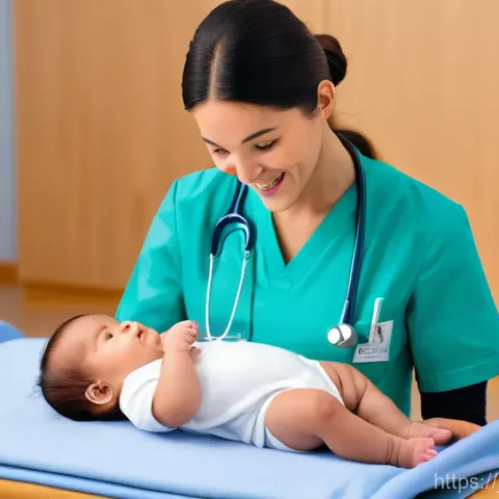 보건소에서 가능한 소아 진료 - **Prompt:** A heartwarming and professional scene inside a brightly lit public health center. A kind...